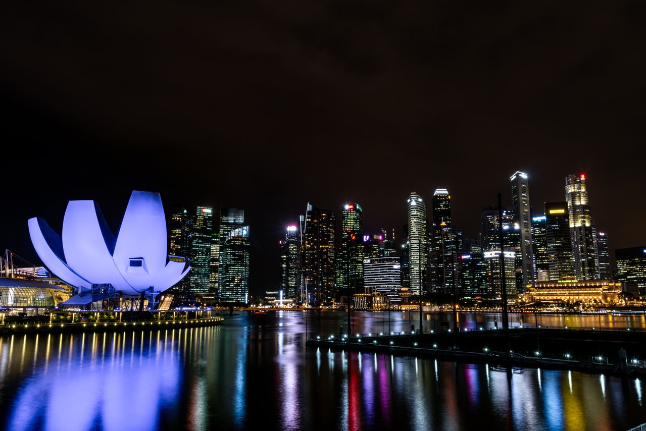 City lights in the evening